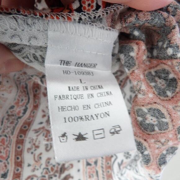 The Hanger Top Womens Large Floral Boho Loose Fit Long Sleeved Shirt Hippie Flow - Picture 12 of 13